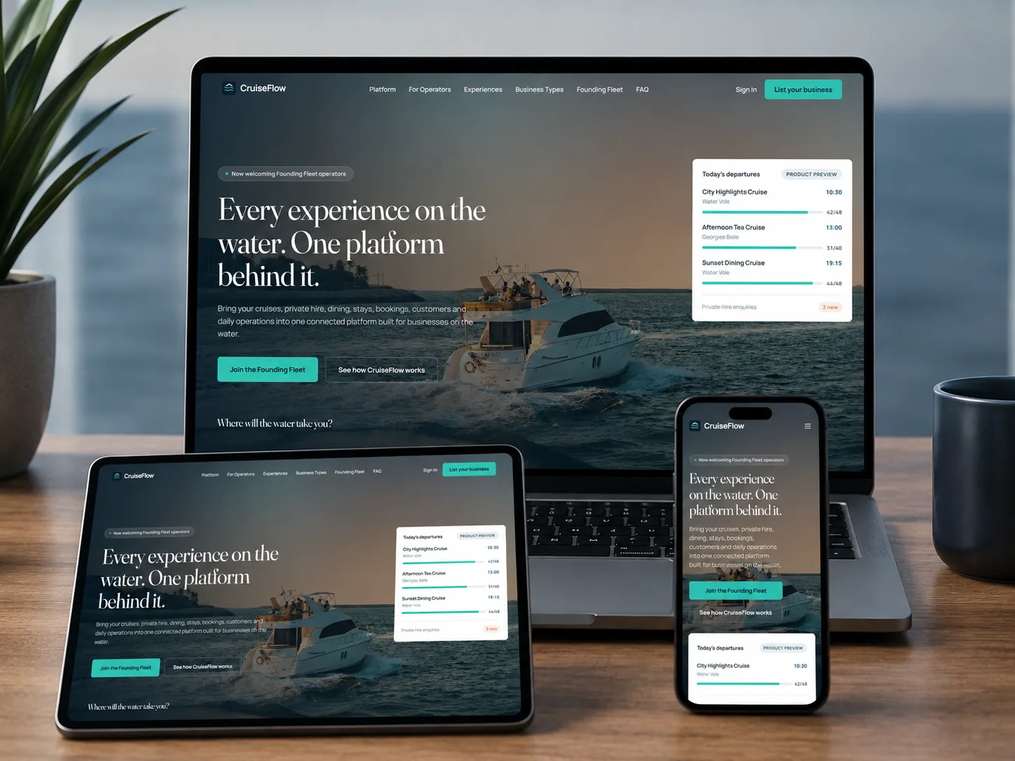 Cruiseflow.net SaaS marketplace portfolio preview for boat businesses by VV Design